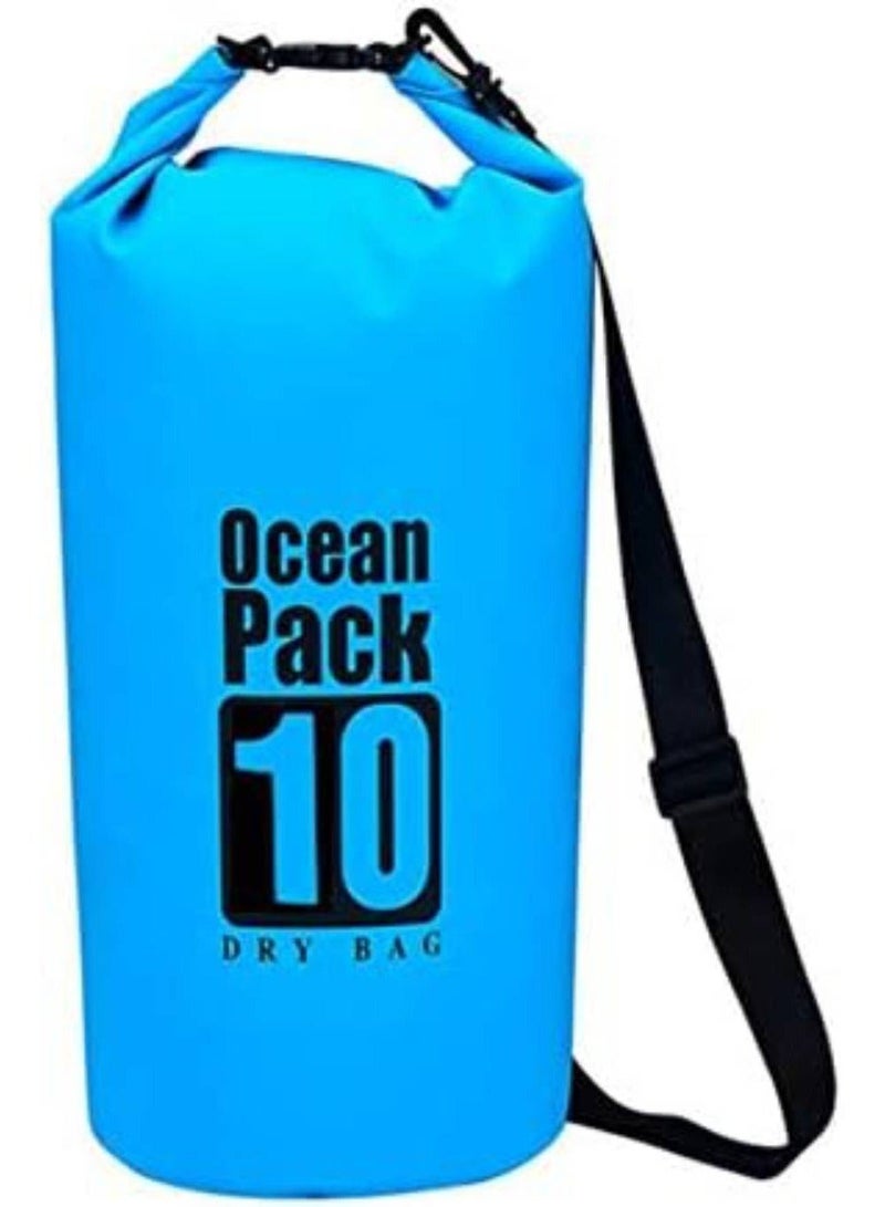 أوشن باك حقيبة جافة مقاومة للماء من مادة PVC، سعة 10 لتر، قابلة للطي، مناسبة للغوص والتخزين، للرجال والنساء، وللشاطئ والسباحة، وللرحلات النهرية والبحرية، مع حزام كتف، مثالية للتجديف، والشاطئ، وركوب القوارب، والمشي لمسافات طويلة، والتخييم، وصيد الأسماك، مقاس 32 × 20 سم - أزرق - Image 1